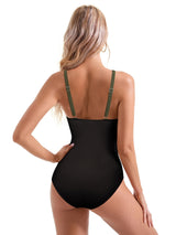Chic One-Piece Swimsuit for Women - Sexy Mesh Detail, High Stretch Nylon & Spandex Blend, Tummy Control, Machine Washable - Perfect for Beach Vacations