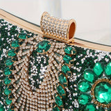Vintage Glamour Ladies' Cocktail Clutch Bag - Sparkling Rhinestones, PU Leather, Optional Chain Shoulder Strap, Stylish Party Prom Handbag with Classic Design and Timeless Elegance