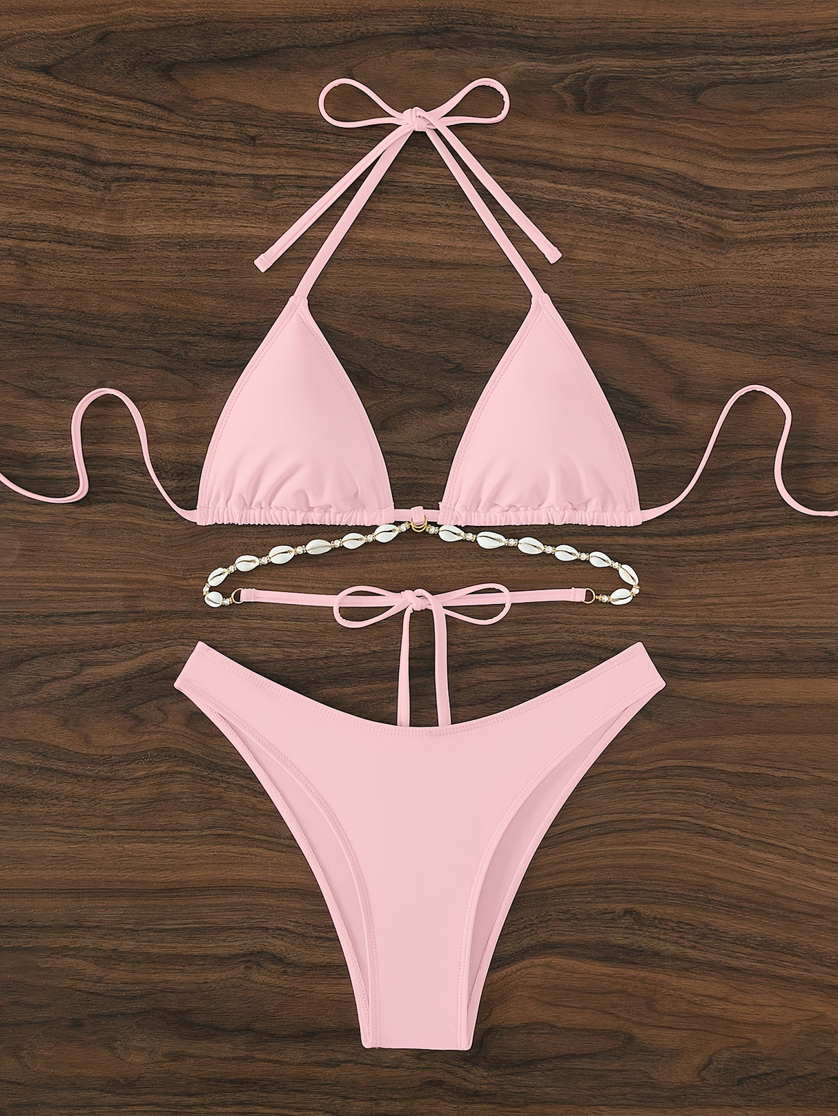 Stretchy Nylon/Elastane Blend, Halter Neck, High-Waisted Two-Piece Swimsuit for Women, High-Waisted Bikini Set