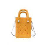 Waterproof EVA Mini Rubber Summer Beach Bag - Hole Travel Tote Bag for Outdoor Sports Pool Boat