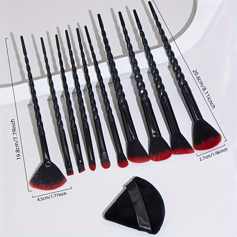 Professional Makeup Brush Set, 10pcs Full Face Eye Makeup Brush Set For Beginners, Complete Cosmetic Tools With 2pcs Makeup Puff Blender