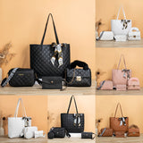 Quilted Detail Tote Bag Set: Classic Shoulder Chain Bag, Crossbody Purse with Scarf Decor