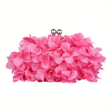Luxury Floral Embroidered Clutch Handbag - Stylish Evening Purse for Weddings, Banquets & Proms - Compact, Magnetic Closure, Perfect Glam Accessory for Brides & Fashionistas