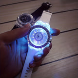 Trendy LED Glowing Watches Rhinestone Stubbed Silicone Watches Gift For Birthday Christmas Gift Accessories