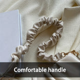 Chic White Ruched Handbag with Pearl Accents, Soft PU Leather, Versatile Underarm and Shoulder Bag for All Occasions