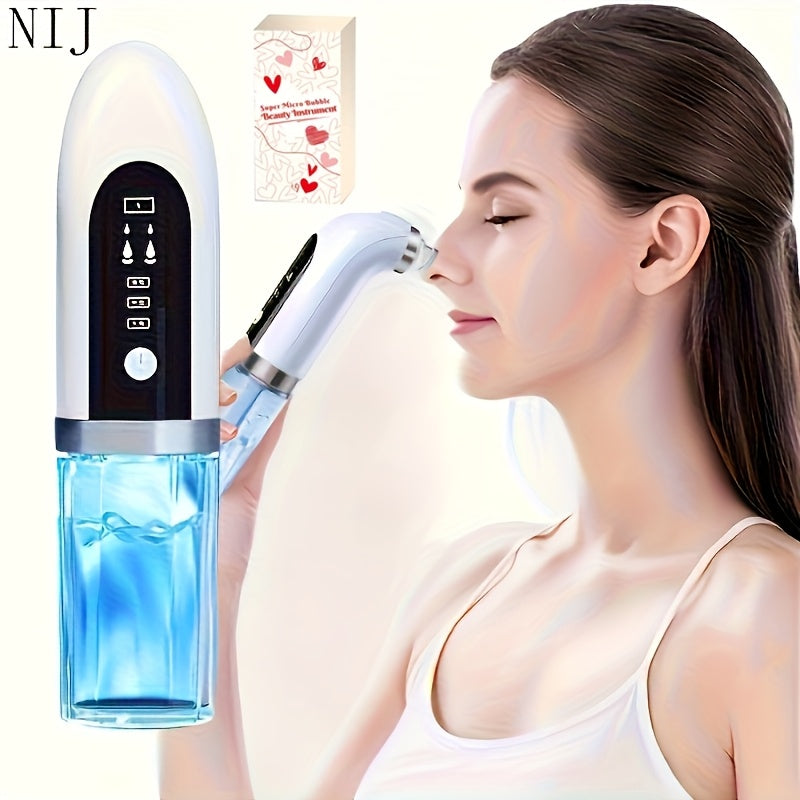 USB Rechargeable Pore Vacuum Facial Cleaner - 6 Interchangeable Heads, Water Circulation for Deep Cleaning