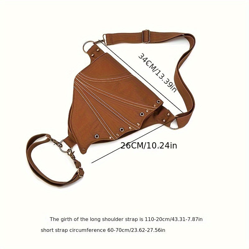 Punk Style Cotton Waist Pack for Women, Spiked Gothic Belt Bag with Large Capacity, Vintage Foldable Hip Pouch for Parties with Adjustable Strap, Lightweight with Snap Closure and Polyester Lining, Phone Holder Uncharged Bat