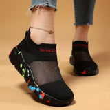 Women's Mesh Sports Shoes, Comfort Knit Low Top Running Shoes, Casual Breathable Walking Slip-On Shoes