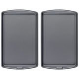 2 Pack Everday Nonstick Carbon Steel 17 x 11 Baking Sheet Set, Large Sized Carbon Steel Cooking Pans, Bakeware Set, Cookie Sheets for Baking, Oven Pan Set, Best for halloween christmas Party Gift-The Classic Collection (2x La