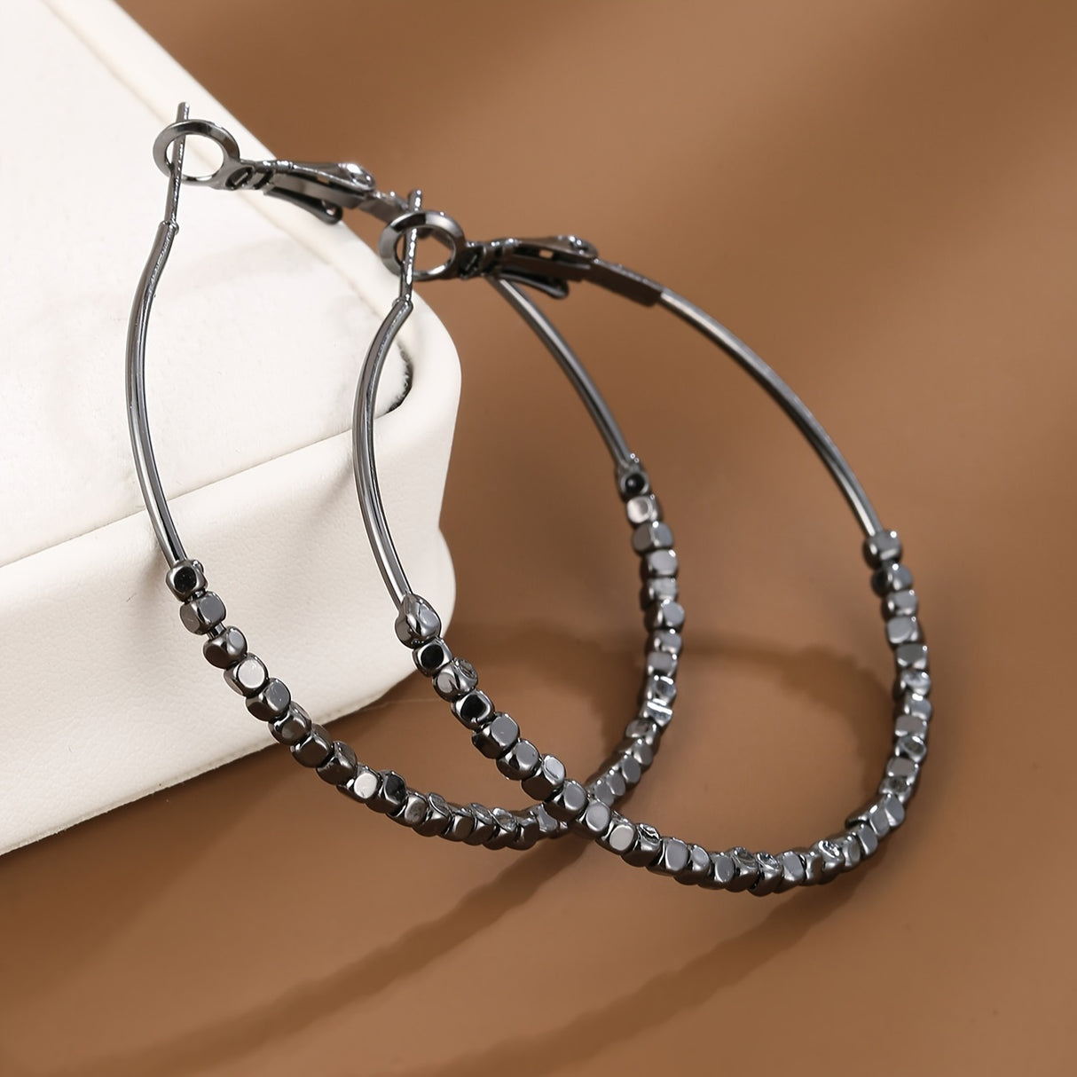 Cubic Beads Hoop Earrings Exaggerated Jewelry Accessories For Women Elegant Ear Jewelry