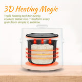 MOOSUM Multi Mini Rice Cooker 2-cups Uncooked (1.2L), Portable Small Japanese Travel Rice Cooker with Non-Stick Inner Pot, Slow Cooker, Easy Presets, 24 Hours Timer Delay & Keep Warm Function