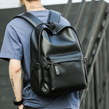 1pc Men's Fashion Travel Backpack, Student School Bag, PU Leather Casual Backpack