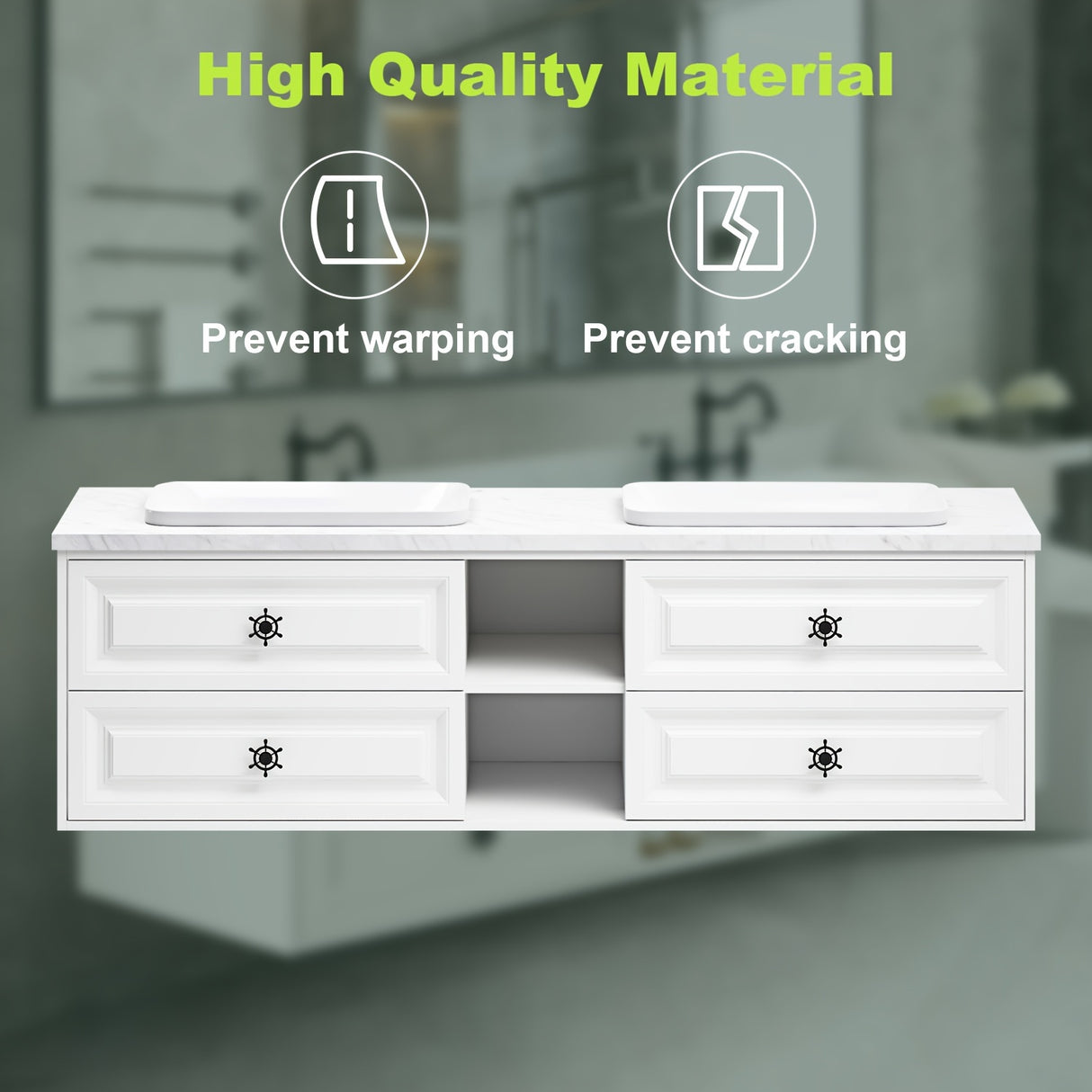 72×23×21inch Wall Hung Wood Frame Doulble Sink Bath Vanity Cabinet Only In Bathroom Vanities Without Tops With Roomy Storage Compartments For Holding Bathroom Essentials