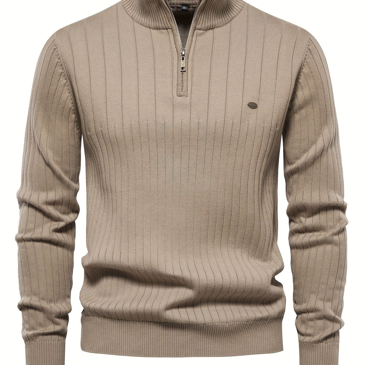 Men's Casual Cotton Warm Slightly Stretch Half Zipper Stand Collar Pullover Sweater For Men Fall Winter
