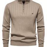 Men's Casual Cotton Warm Slightly Stretch Half Zipper Stand Collar Pullover Sweater For Men Fall Winter