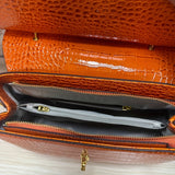 Premium Luxury Womens Retro Crocodile Pattern Bag - Stylish Crossbody Satchel with Elegant Top Handle - Versatile Shoulder & Handbag