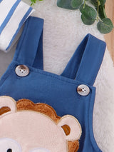 Baby Boy Clothes Blue Striped Climbing Clothing+Little Lion Back Trousers Two -Piece Suit with 0 - 18Months