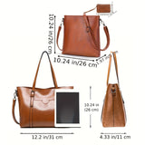 Luxurious Retro Tote Handbag - Women's Large Capacity Multi-Pocket Casual Shoulder Bag with Adjustable Strap, Perfect Mother's Day Gift - Soft, Stylish, and Spacious Purse for Ladies on Sale