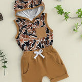 0-3T Toddler Boys Summer Outfits Camouflage Hooded Sleeveless Tank Tops Elastic Waist Shorts Cute Clothes Set, for Outdoor