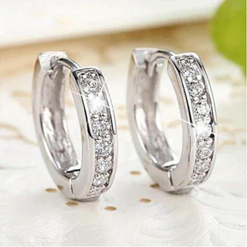 [Luxury Hoop Earrings] Nickel-Free Copper Luxury Elegant Zirconia Hoop Earrings for Women | Sparkling Round Wedding Bridal Jewelry, Daily & Party Occasion, Valentine's Day Gift, Everyday Earrings, Durable Earrings