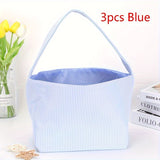 1pc Large Capacity Tote Bag, Easter Gift Bag, Easter Eggs Storage Bucket, Striped Seersucker Bunny Bag, Hunting Easter Eggs Handbag, Easter Party Decorations Gifts Bag, Party Tote Bags, Easter Gift Party Supplies