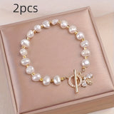 2 Exquisite Handmade Freshwater Pearl Link Bracelets - Elegant Wedding Anniversary and Mother's Day Gifts - Hypoallergenic, Nickel-Free, and Durable Jewelry for Women