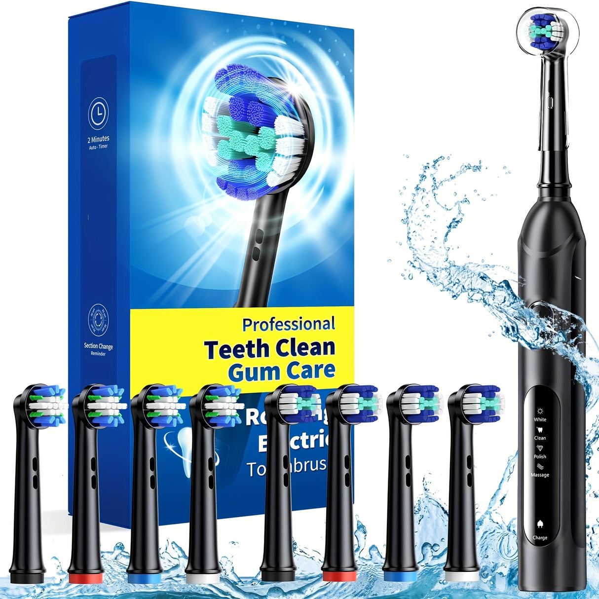 Rotating Electric Toothbrush For Adults, 4 Modes Deep Clean Electric Toothbrush With Rechargeable Power, Fast Charge