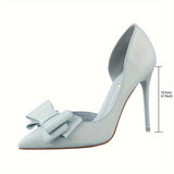 [High Heels for Wedding Party Women] Women's Elegant Bowknot Decor Stiletto Heels, FashionPointed-Toe Pumps, Cut-Out Side Design Heels, Wedding Party Prom High Heels For Women