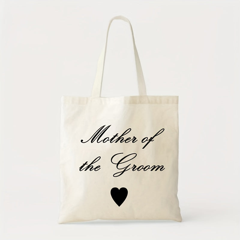 1pc, Canvas Bag For Mother Of The Bride And Groom, Mom Gifts For Mother In Law At Wedding, Engagement, Bridal Shower, Appreciation Gift From Groom Bride, Shopping Travel Work Reusable Portable Tote Bag, Party Supplies, Holida