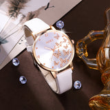 5pcs/set Women's Watch Elegant Butterfly Quartz Watch Analog PU Leather Wrist Watch & Bracelets, Valentines Gift For Her