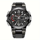 [Popular Choice] LIGE Watches for Men, 1968.5inch Clock Alarm LCD Dual Display Wristwatch