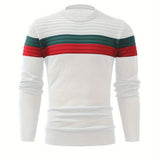 Cool Knitted Sweater For Men, Men's Casual Retro Striped Pullover Knit Sweater Streetwear For Winter Fall, As Gifts