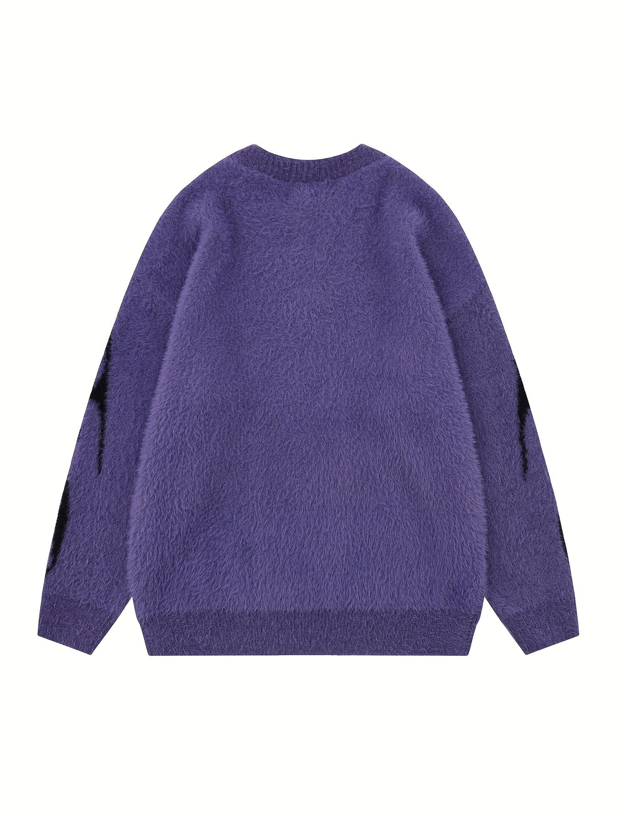 [Long Sleeve Soft Knit Sweater] Trendy Two-Tone Geometric Pattern Knit Sweater for Men - Soft Imitation Mink, Long Sleeve, Loose Fit, Street Style, Machine Washable - Perfect for Fall/Winter Couples Matching, Plus Size Sweate