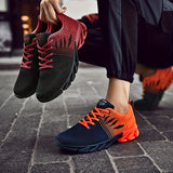 Men's Trendy Knitted Breathable Lightweight Shock-Absorbing Comfy Running Shoes, Spring And Summer