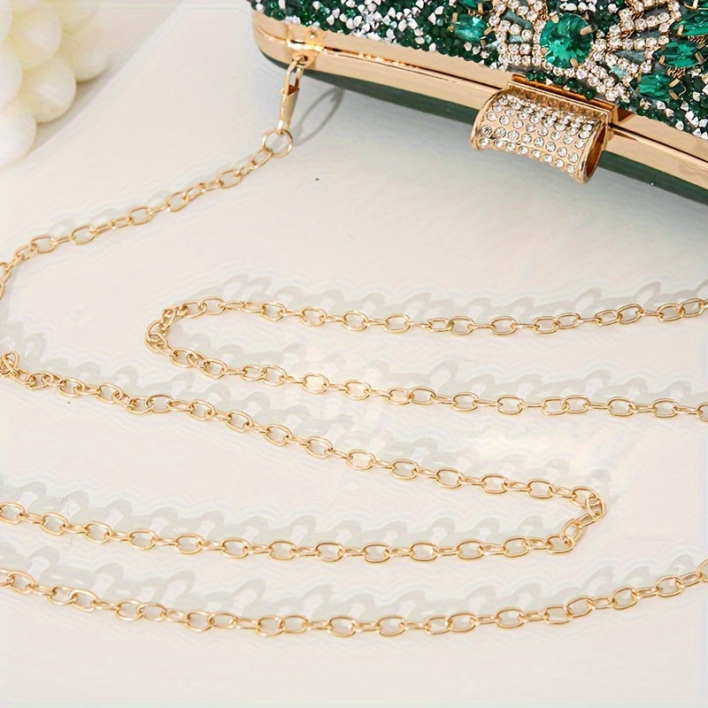Vintage Glamour Ladies' Cocktail Clutch Bag - Sparkling Rhinestones, PU Leather, Optional Chain Shoulder Strap, Stylish Party Prom Handbag with Classic Design and Timeless Elegance