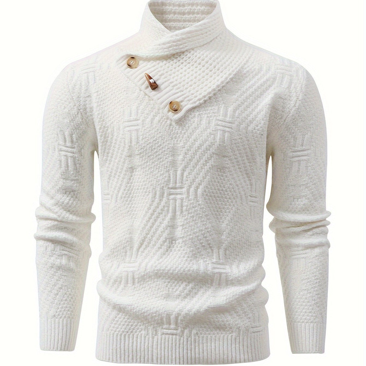 Stylish Thermal Knit Sweater for Men - Soft Long Sleeve Pullover Tops with Button Detail and Small Stand Collar - Perfect for Casual Wear and Layering