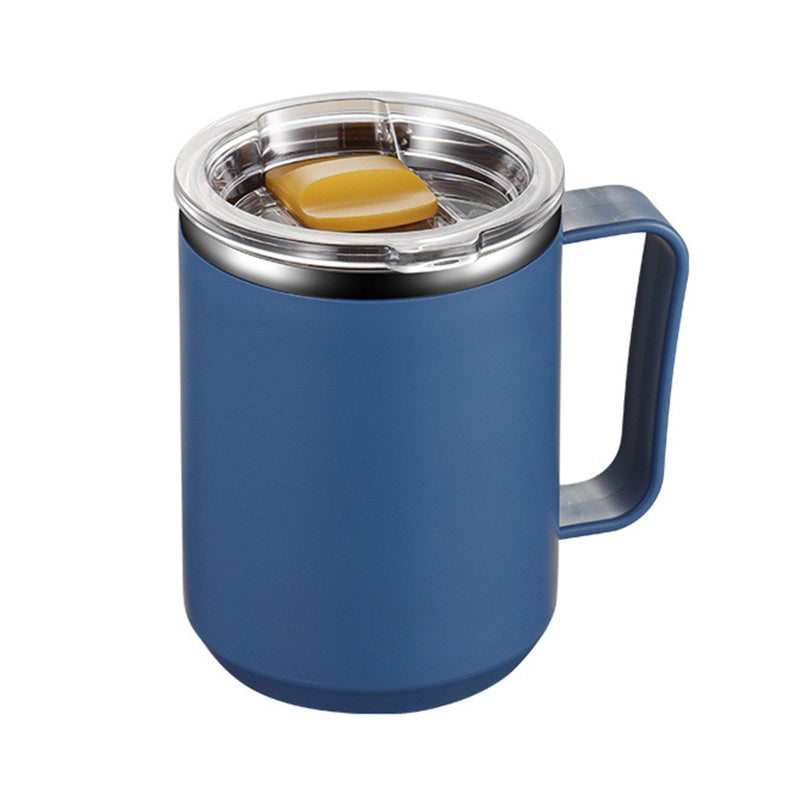 Ins Style Simple Office Water Cup with Lid and Handle Stainless Steel Afternoon Tea Coffee Mug