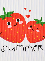 Baby Girl Clothes Strawberry Printed Fly Sleeve Top+Denim Skirt+Head Knot Three -Piece Set with 0 - 18Months, for Outdoor