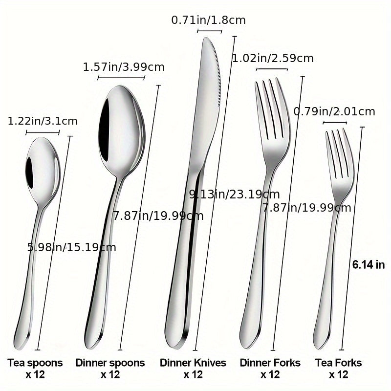 Elegant 72-Piece Silverware Set, Stainless Steel Flatware Set for 12 Guests - Comprehensive Cutlery and Serving Utensils Set, Dishwasher Safe