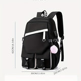 Lightweight Cartoon Animation [Authorized]Sanrio Kuromi Cute Backpack, Fashionable College Style Travel School Bag For Boys And Girls, Back To School Season
