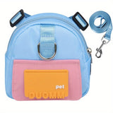 Colorful Nylon Pet Harness with Leash & Backpack - Cartoon School Bag Design for Dogs, Machine Washable, Ideal for Outdoor Adventures