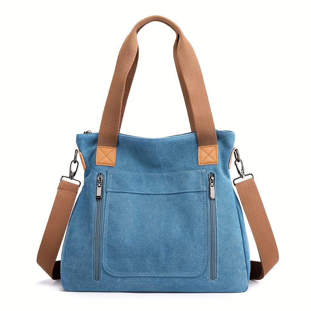 Vibrant Geometric Canvas Tote Bag - Lightweight, Foldable, Casual Messenger Bag for Women - Perfect for Daily Use, Polyester Lining, and Unisex Design