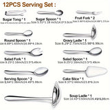 Elegant 72-Piece Silverware Set, Stainless Steel Flatware Set for 12 Guests - Comprehensive Cutlery and Serving Utensils Set, Dishwasher Safe