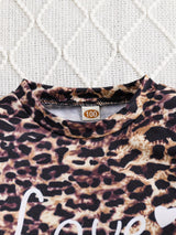 2pcs Girls Leopard Print Top +Jeans Set Kids Clothes For Gift Spring Fall
