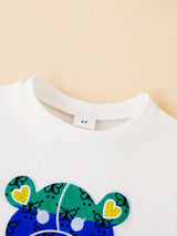 Toddler Girls 2pc Bear Print Crew Neck Sweatshirt & Rainbow Stripped Jogger Pants Kids Clothes For Fall outdoor Sports