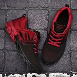 Men's Trendy Knitted Breathable Lightweight Shock-Absorbing Comfy Running Shoes, Spring And Summer