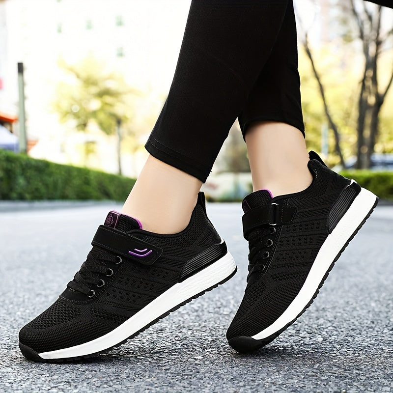 Women's Breathable Mesh Running Shoes - Lightweight, Non-Slip Sole for Casual & Walking, Fashionable Solid Color, Soft Bottom, New Model