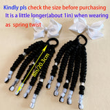 2pcs Delicate Braided Ponytail Hair Extensions - Exquisite Beads Decorations, Twist Dreadlocks Design, Stylish Ponytails, Adorable Hair Bows - Perfect for Girls and Young Women, Ideal for Casual Daily Wear, Leisure Activities
