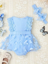 Baby Girl Clothes Newborn Romper Dress Infant Lace Ruffle Sleeveless Summer one-piece Outfits with Headband 0-12 Months