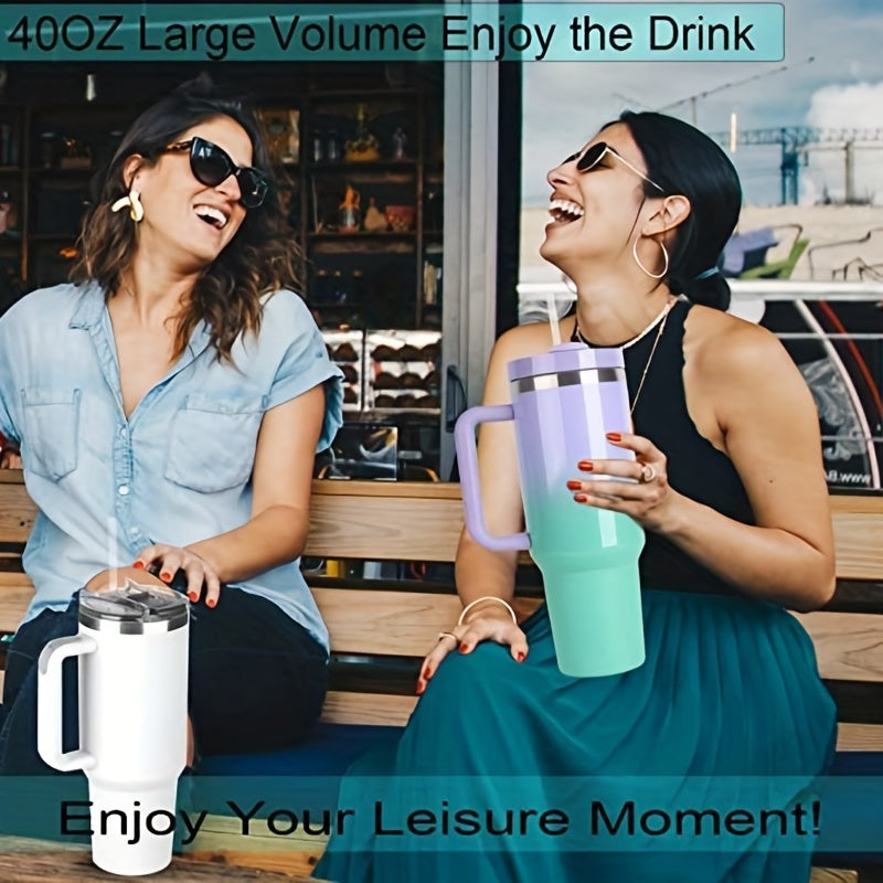 Vacuum Insulated 40 oz Stainless Steel Tumbler with Handle - BPA-Free, Shatterproof Travel Mug for Hot/Cold Drinks, Perfect Outdoor Gift